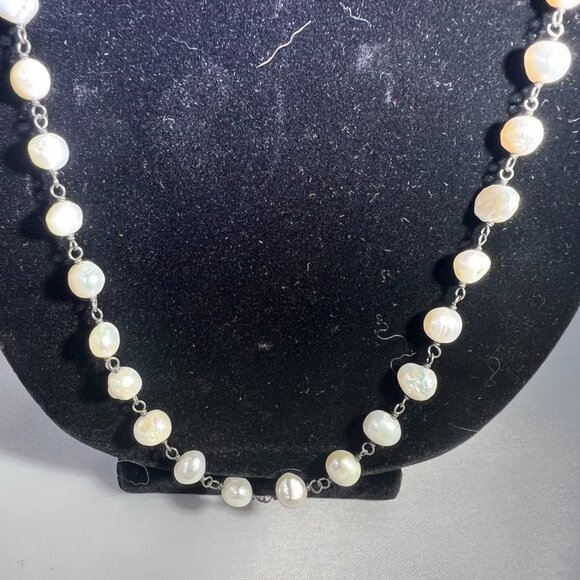 Silpada Sterling Silver Pearl Necklace Flirty 32" Long Retired - Picture 4 of 7